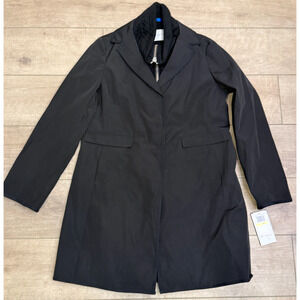 NWT JANE POST BLACK CASHMERE BLEND DOUBLE COAT RAIN SLICKER JACKET $1200 SZ XL